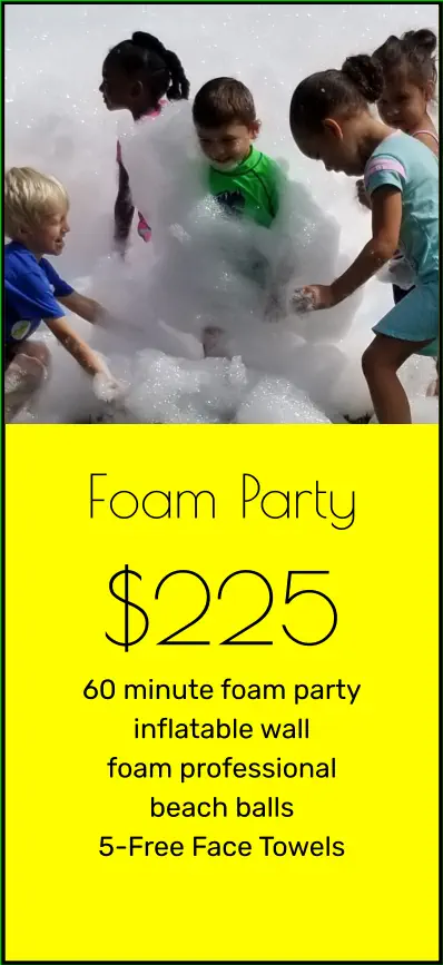 Foam Party $225 60 minute foam party inflatable wall foam professional beach balls 5-Free Face Towels